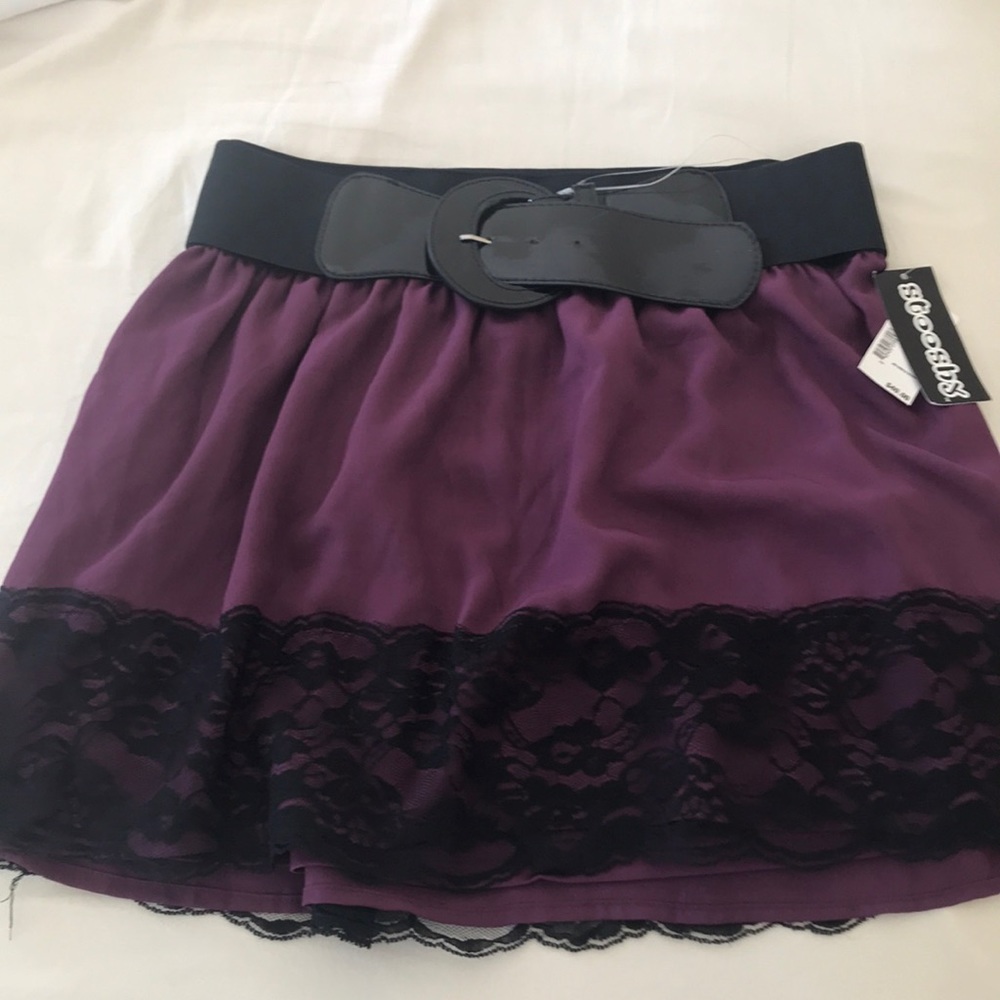 Plum skirt with black lace in size M